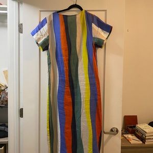 WHiT Multicolor Strip Midi/Long Dress with Button-up Back